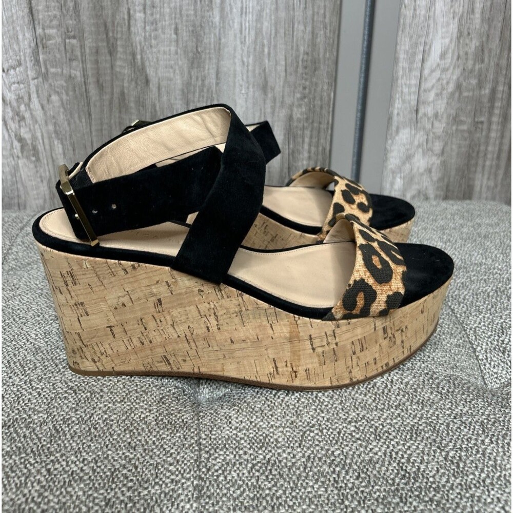 Veronica Beard Sandals Wedge Hurley Leopard-Print 9